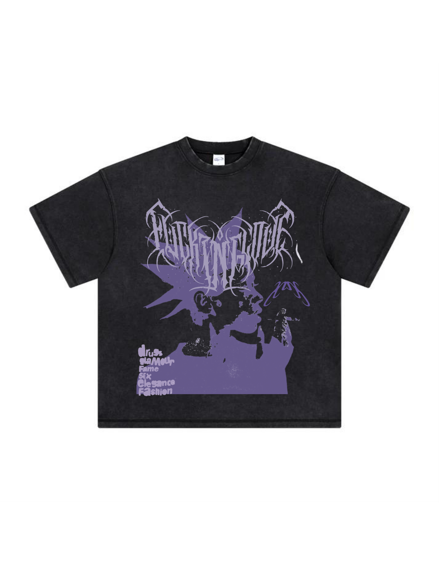 “FUCKING LOVE” ACID WASHED T-SHIRT - Amessio